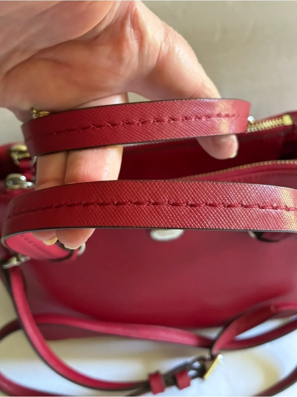 Coach Deep Red Cross Grain Leather Satchel with Strap EUC!! - Picture 4 of 14